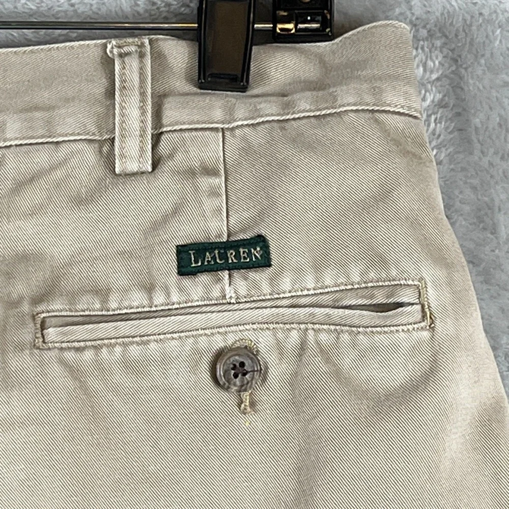 Lauren Ralph Lauren Womens 36x25 SHORT Pleated Khaki Pants High Rise VTG Preppy